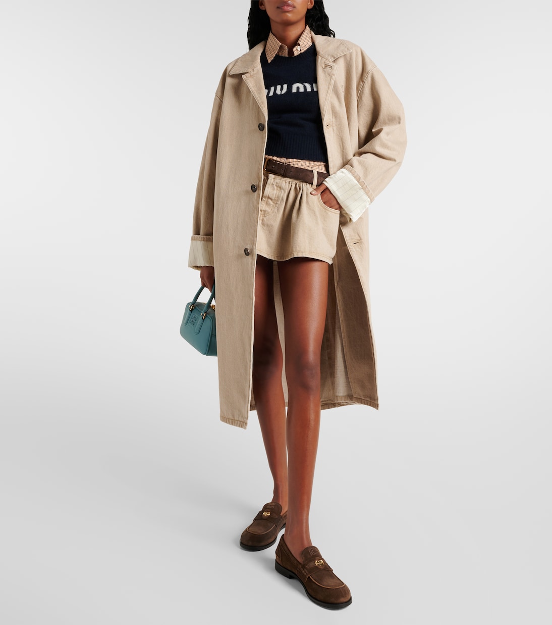 Ruffled denim miniskirt | Miu Miu