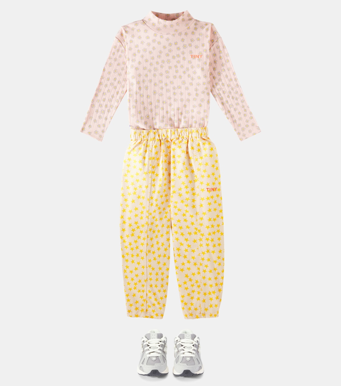 Stars printed cotton twill barrel-leg pants | Tinycottons