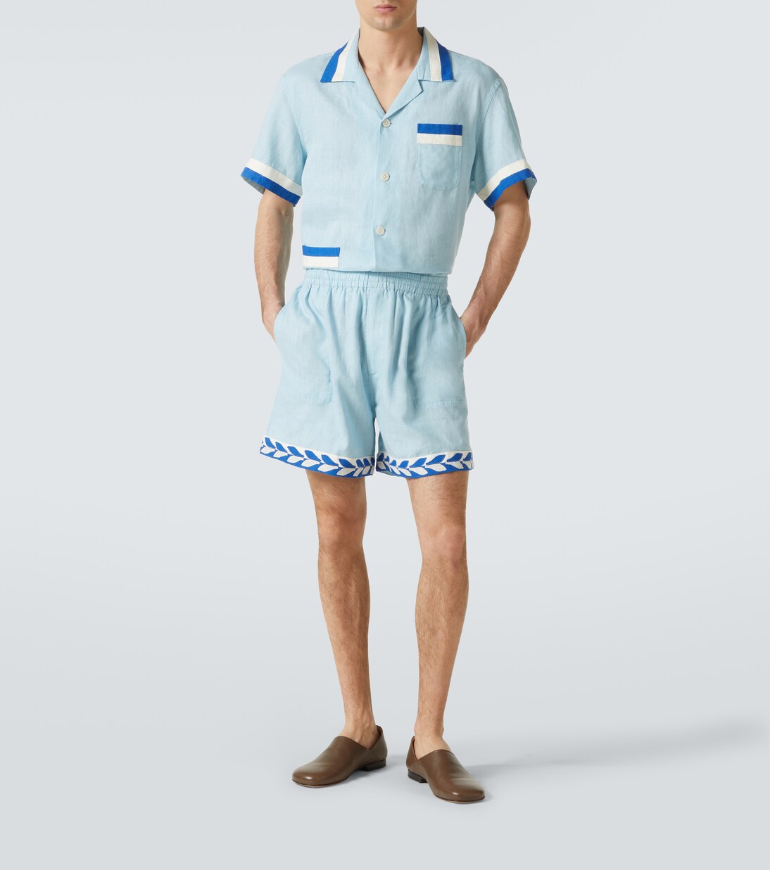 Bermuda-Shorts Seedling Stripe aus Leinen | Bode