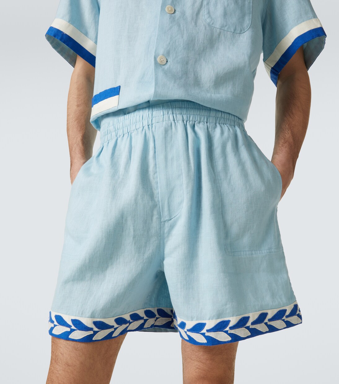 Bermuda-Shorts Seedling Stripe aus Leinen | Bode