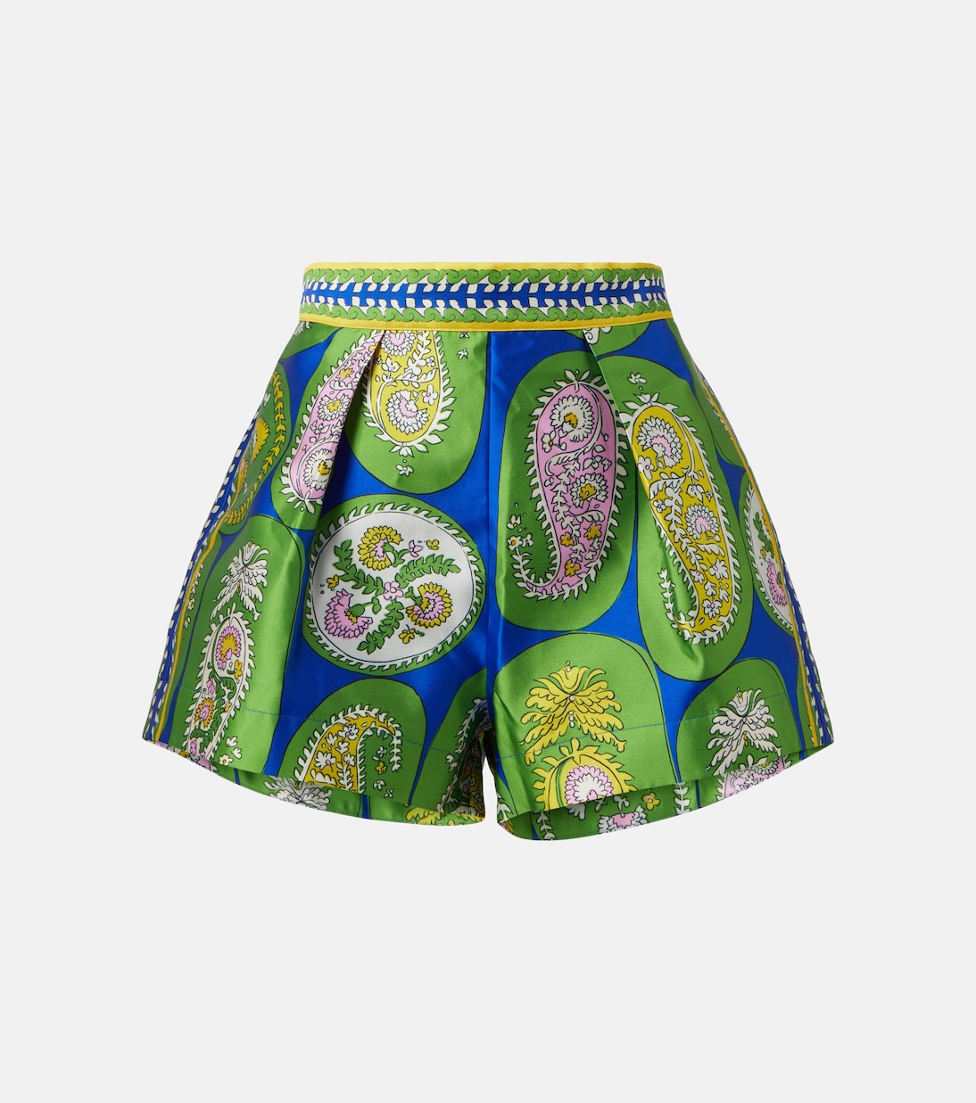 Printed pleated high-rise shorts | Alémais