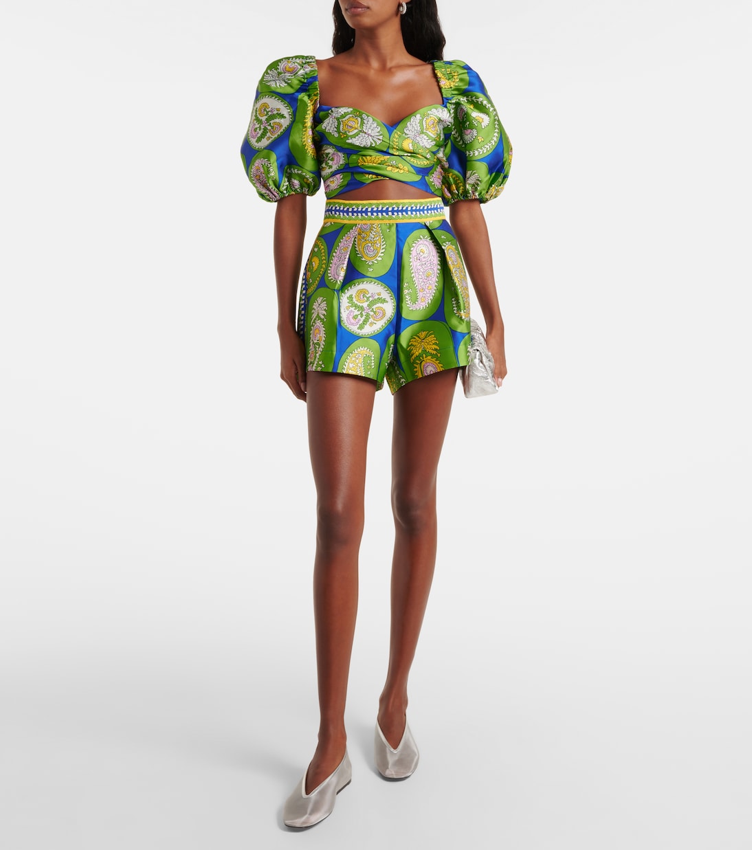 Printed pleated high-rise shorts | Alémais