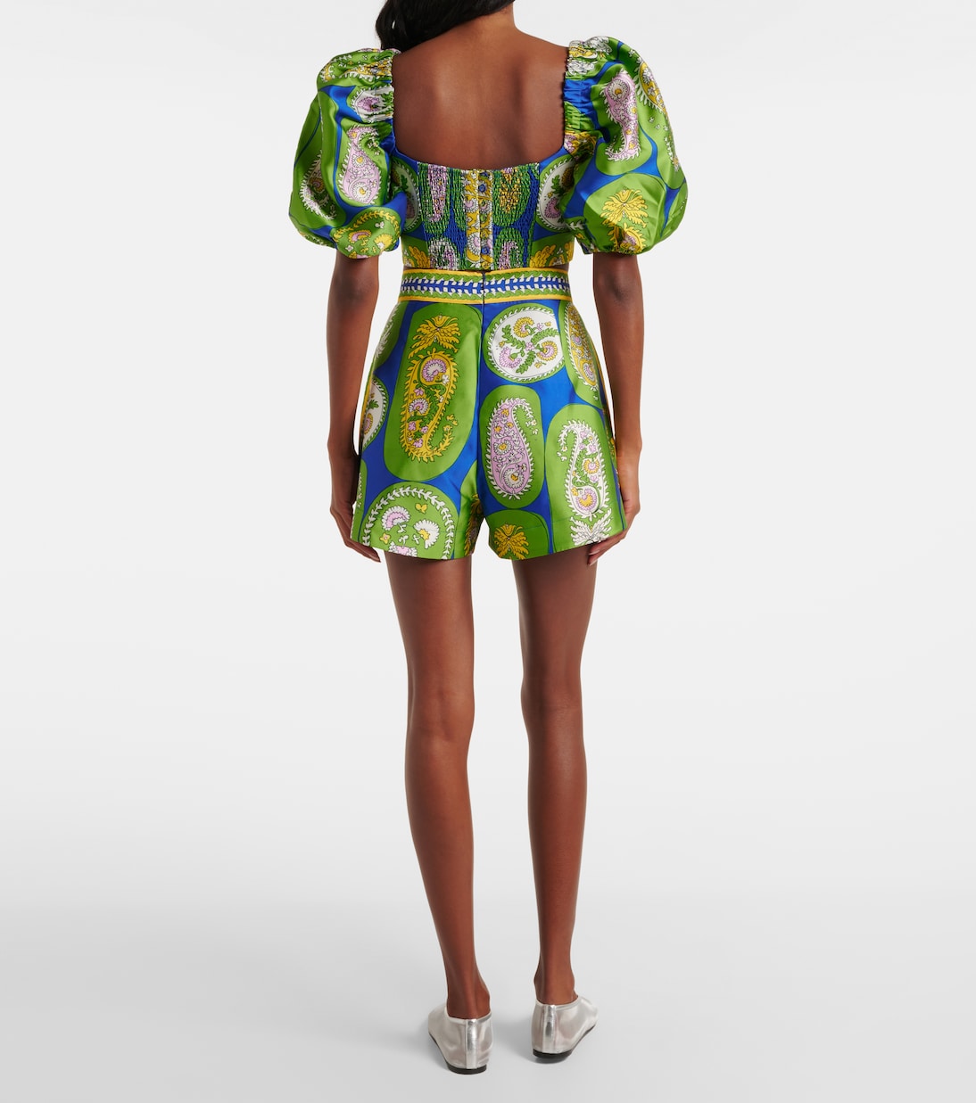 Printed pleated high-rise shorts | Alémais