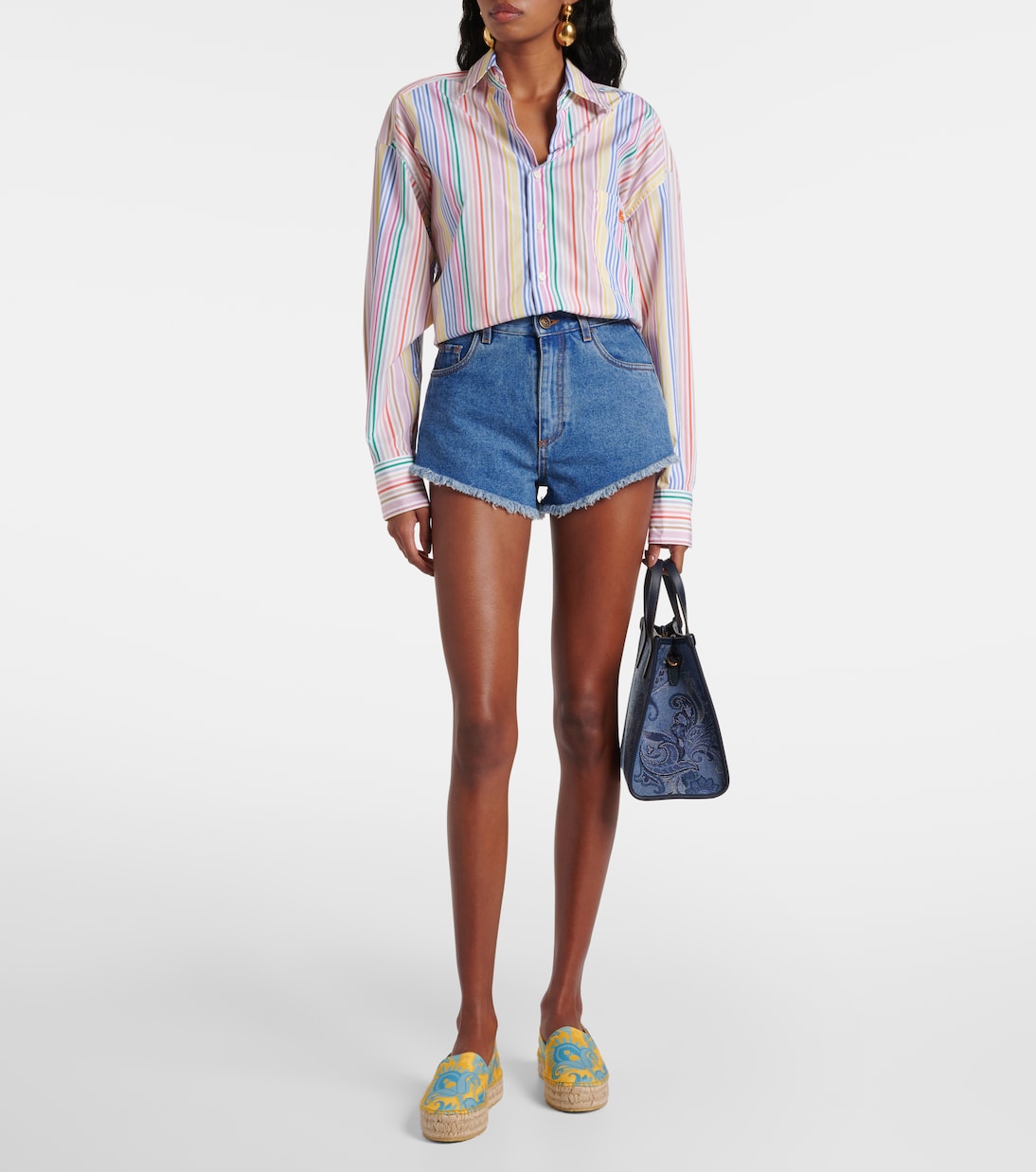 印花帆布草编鞋 | Etro