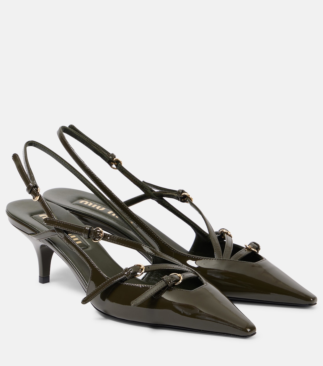 Patent leather slingback pumps | Miu Miu