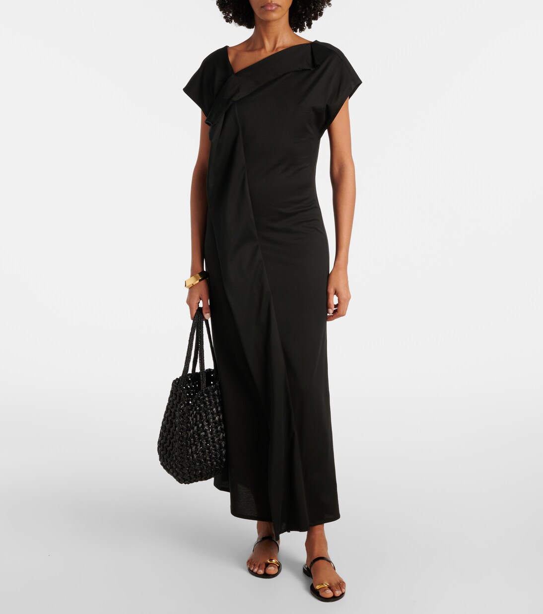 Asymmetric draped midi dress | Plan C