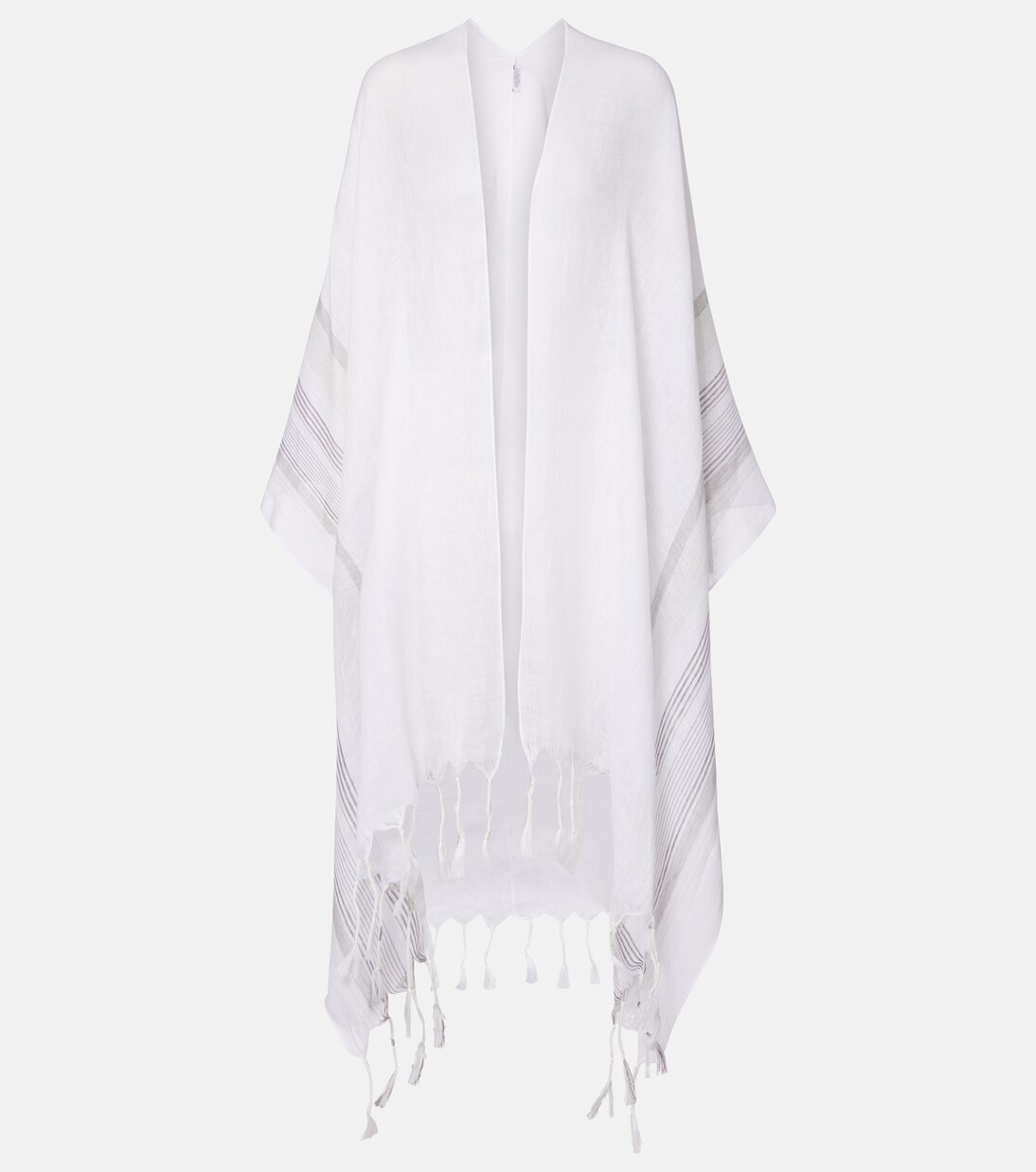 Fringed linen poncho | Brunello Cucinelli