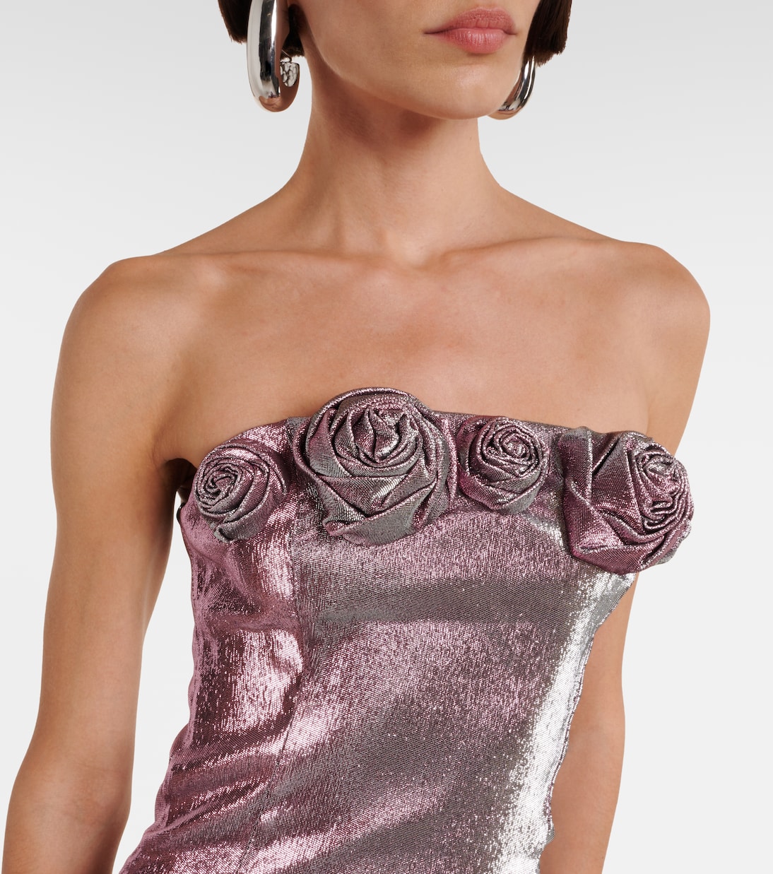 Robe midi en lamé à fleurs | Area