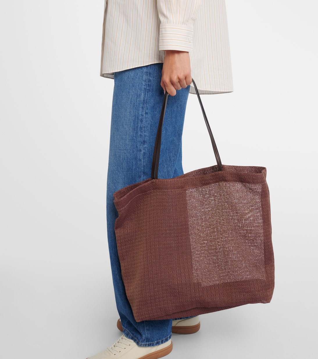 Tote Bag Barn aus Mesh mit Leder | The Row