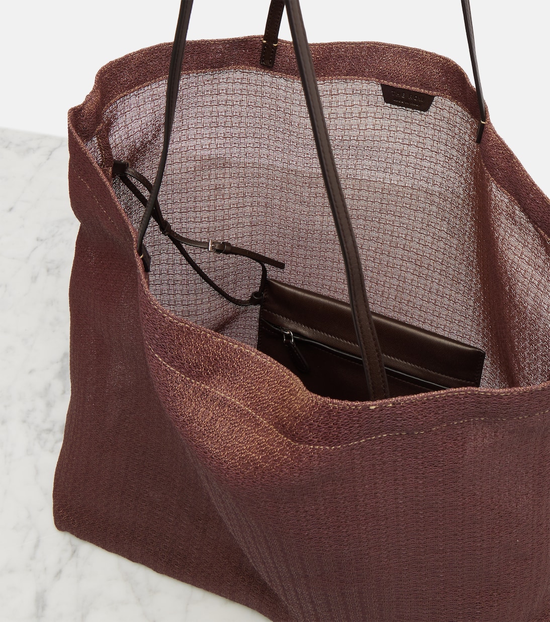 Tote Bag Barn aus Mesh mit Leder | The Row