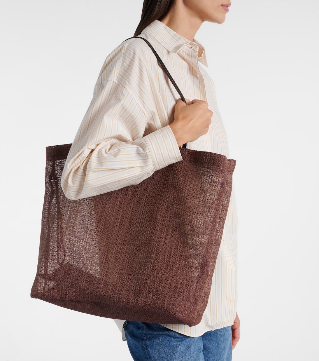Tote Bag Barn aus Mesh mit Leder | The Row