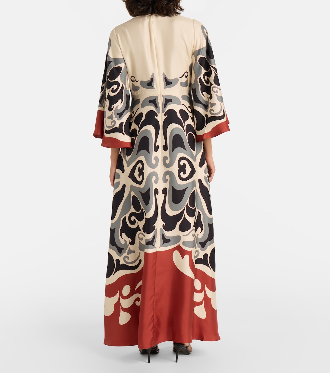 Abito lungo Phoenix Placée in twill di seta | La DoubleJ