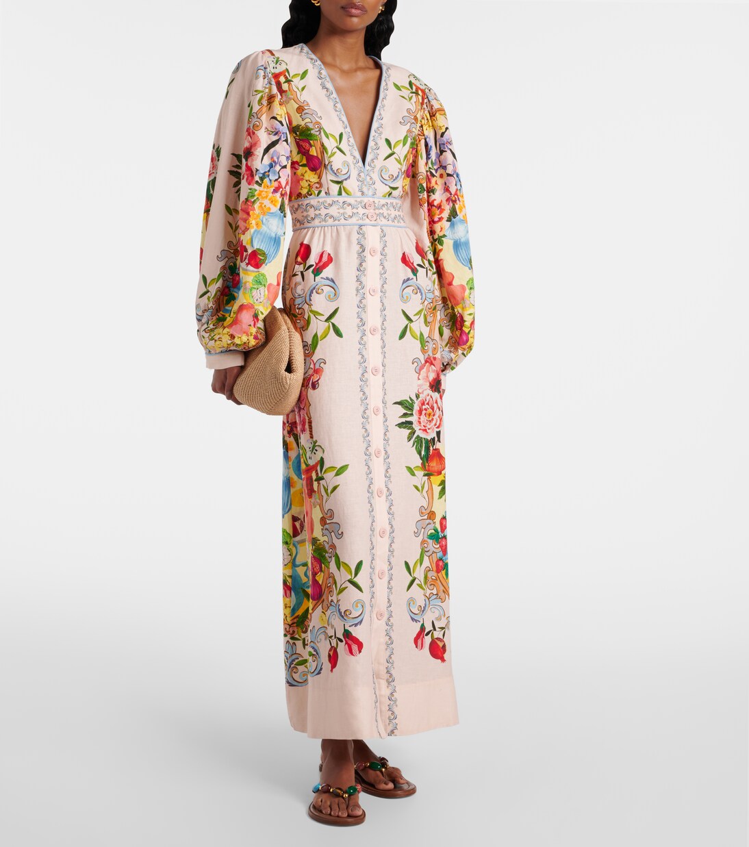 Robe longue en lin mélangé à fleurs | Farm Rio