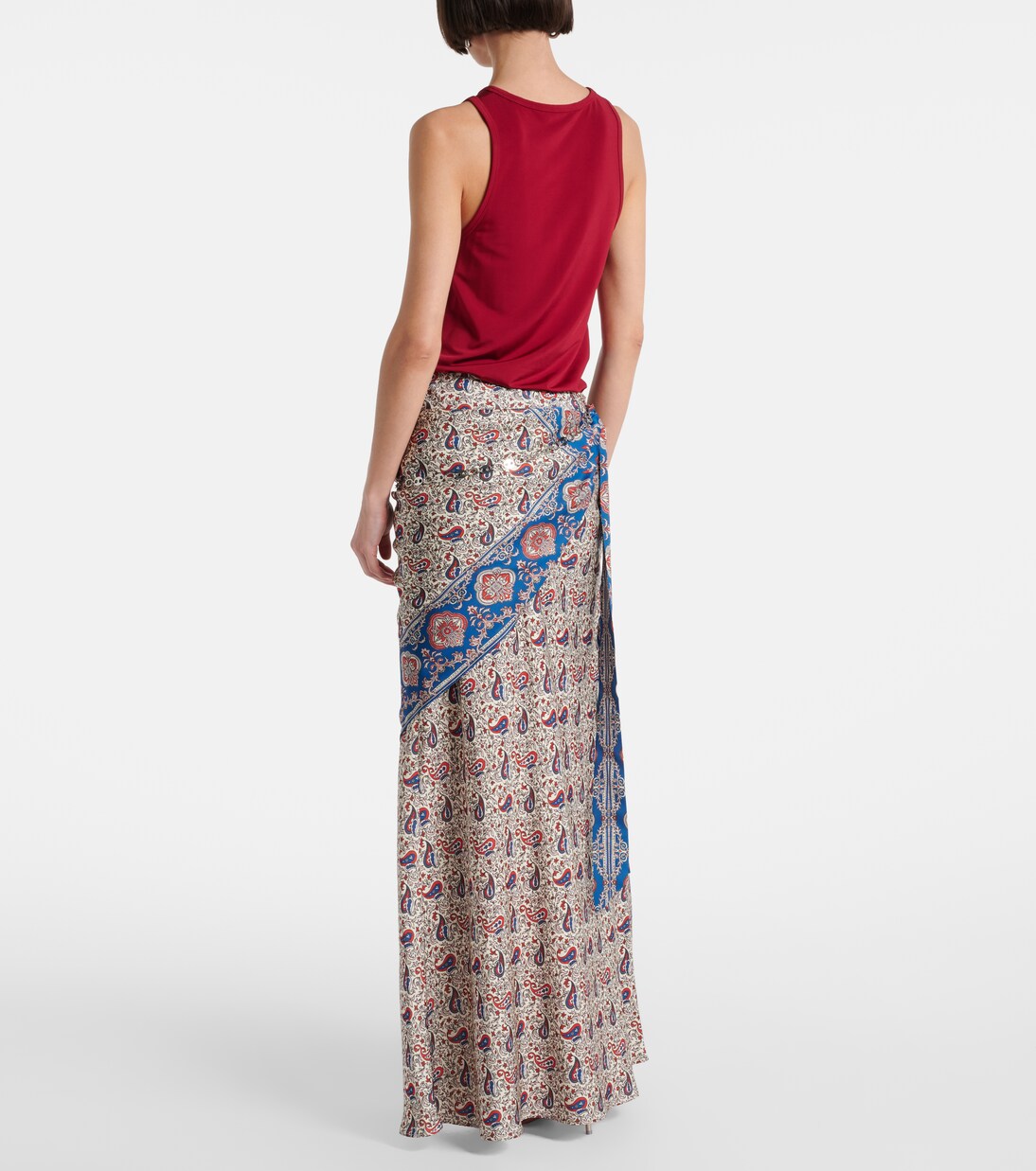 Jupe longue imprimée en satin | Rabanne