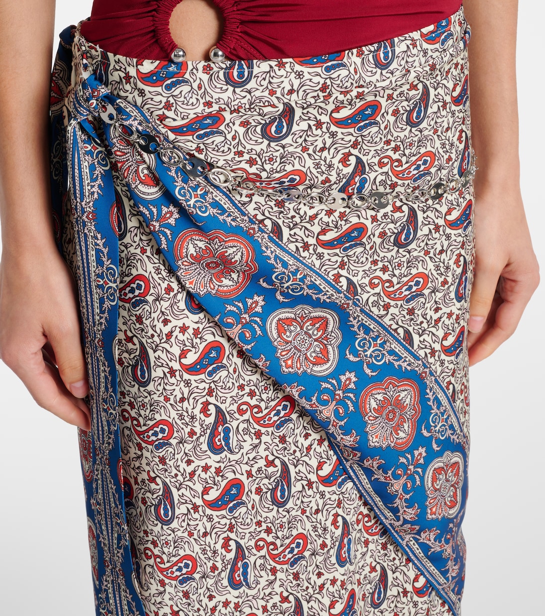 Jupe longue imprimée en satin | Rabanne