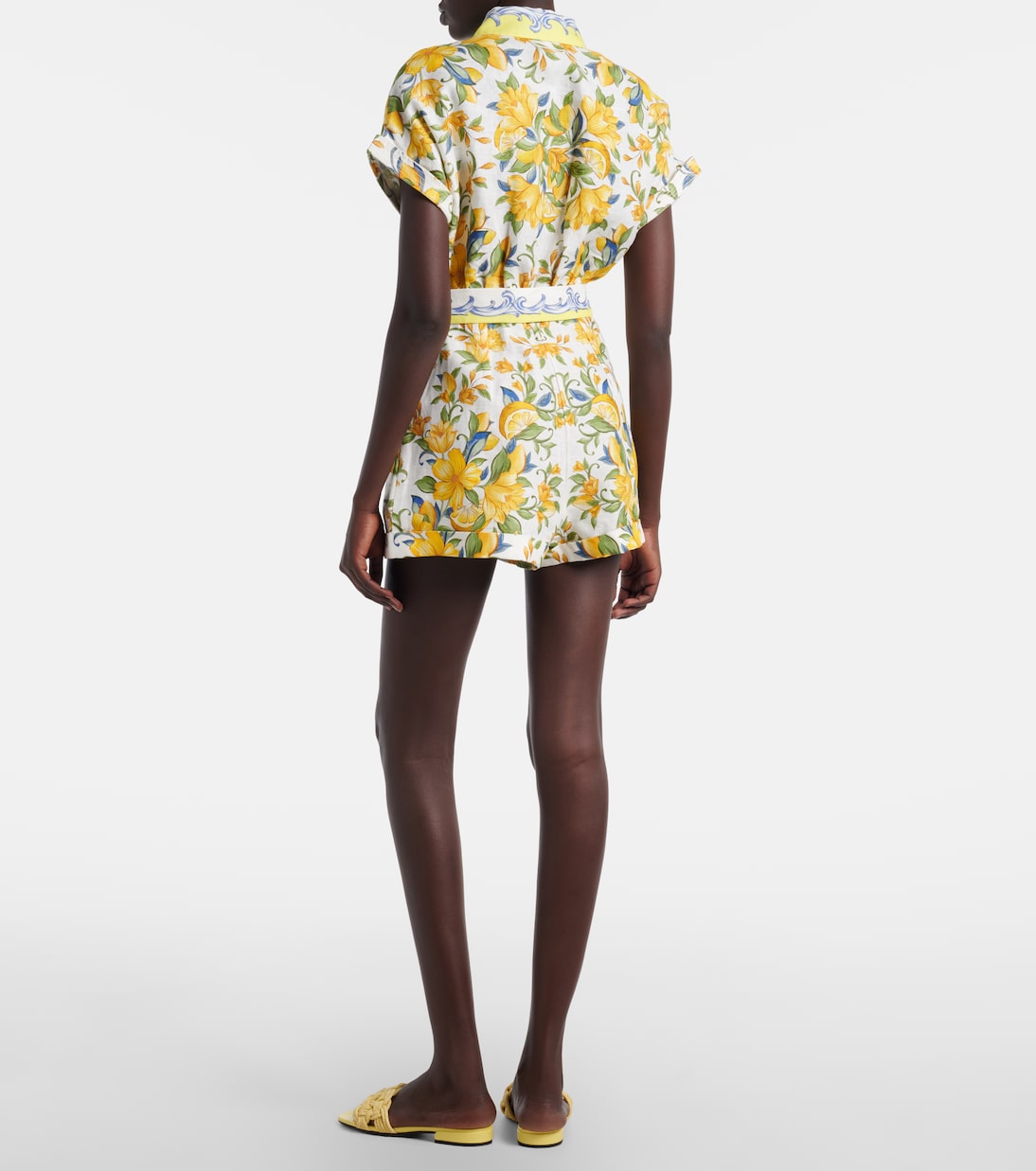 Bedruckter Playsuit aus Leinen | Farm Rio