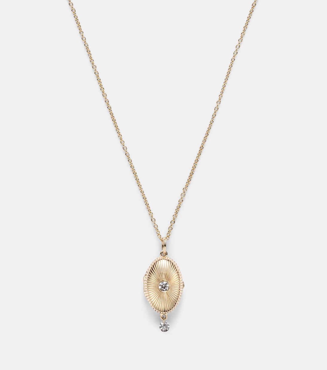9kt gold locket necklace with diamonds | Persée