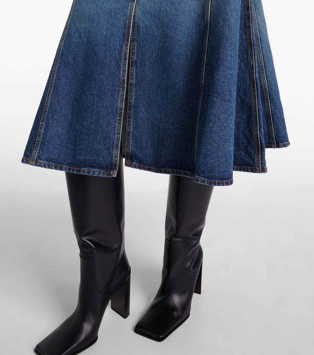 Mid-rise denim midi skirt | Alaïa