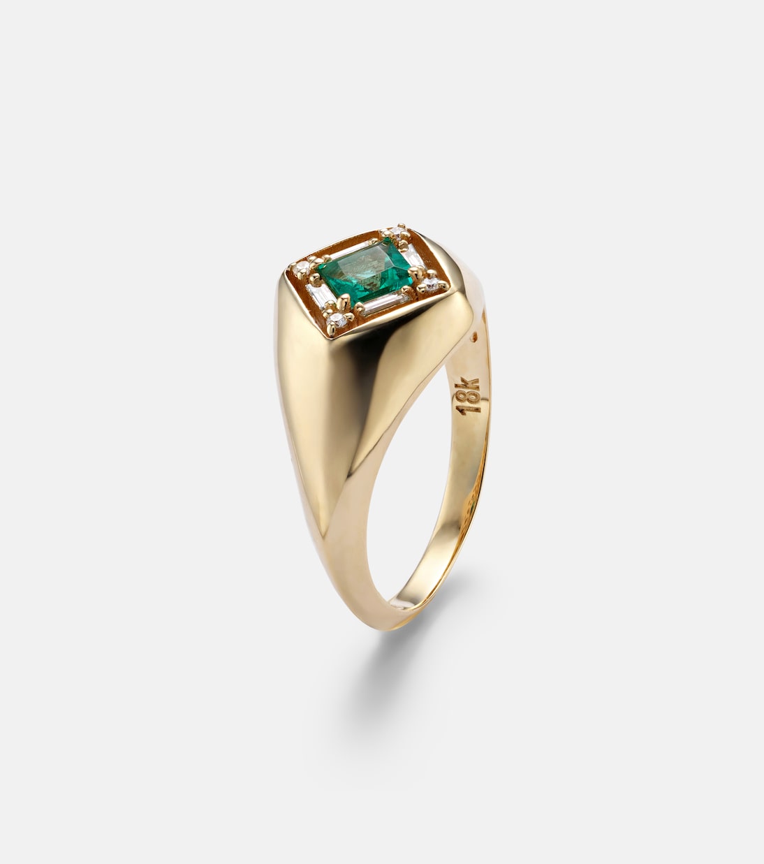 Bague Signet Mini en or 18 ct, émeraudes et diamants | Suzanne Kalan