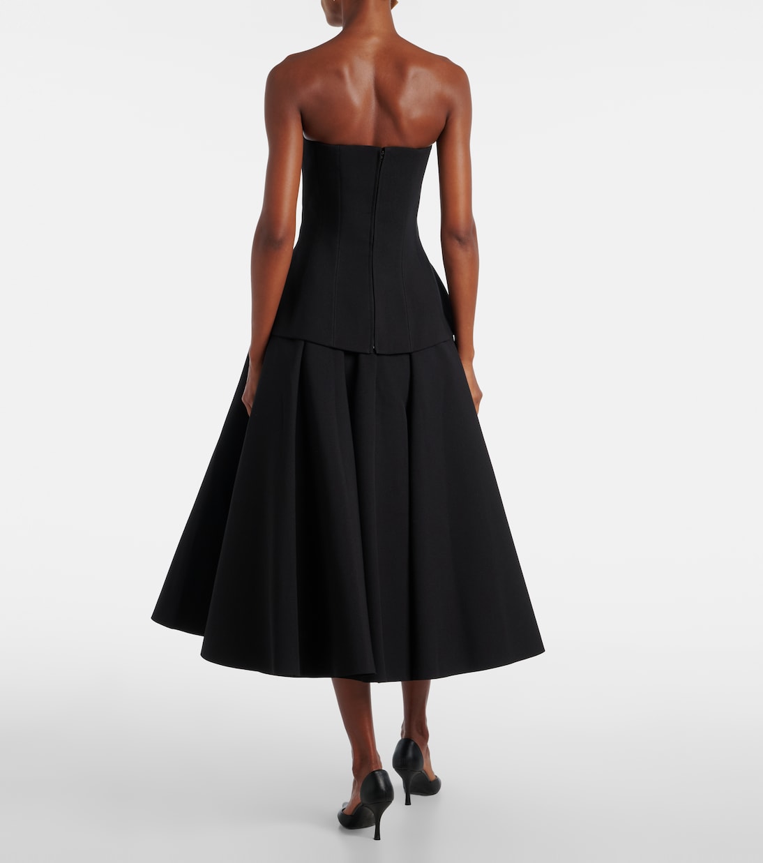 Ada strapless crêpe midi dress | Solace London