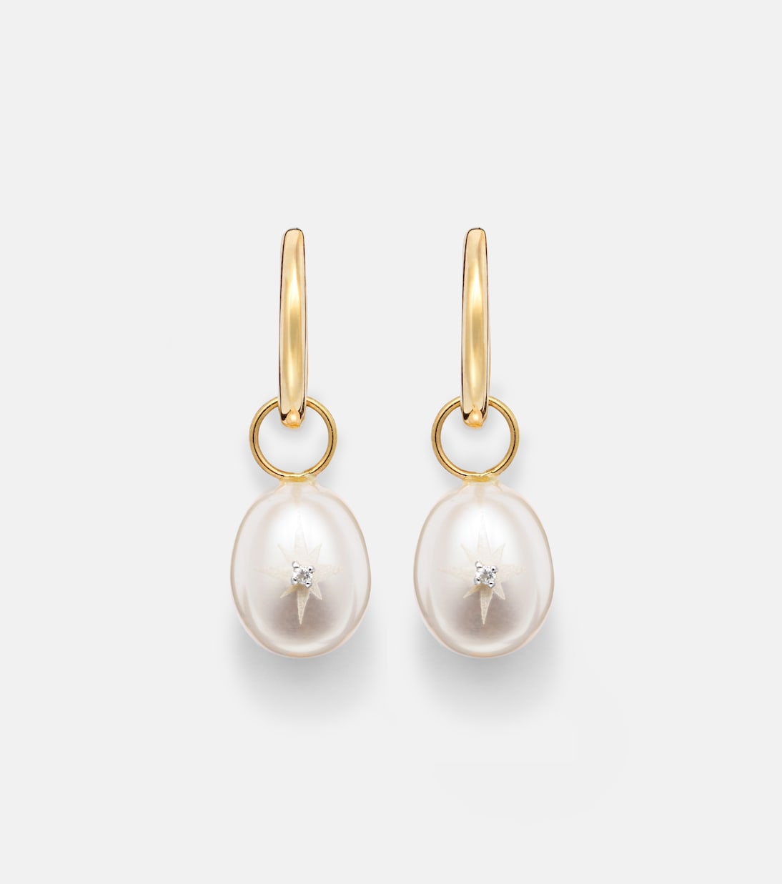 14kt gold drop earrings with pearls and diamonds | Mateo