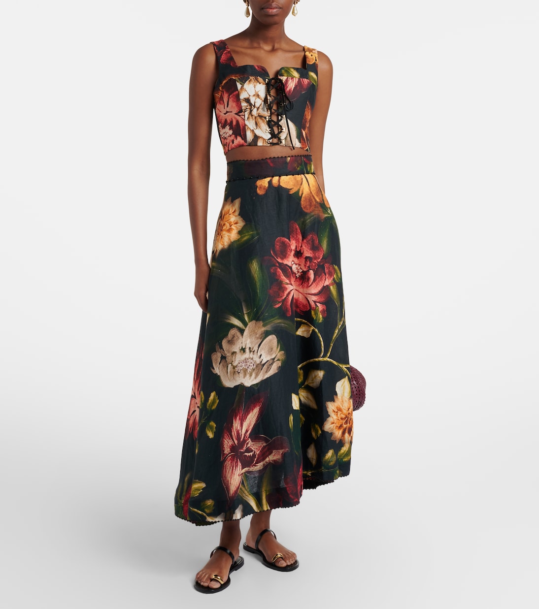 Bedruckter Maxirock aus Leinen | Agua by Agua Bendita