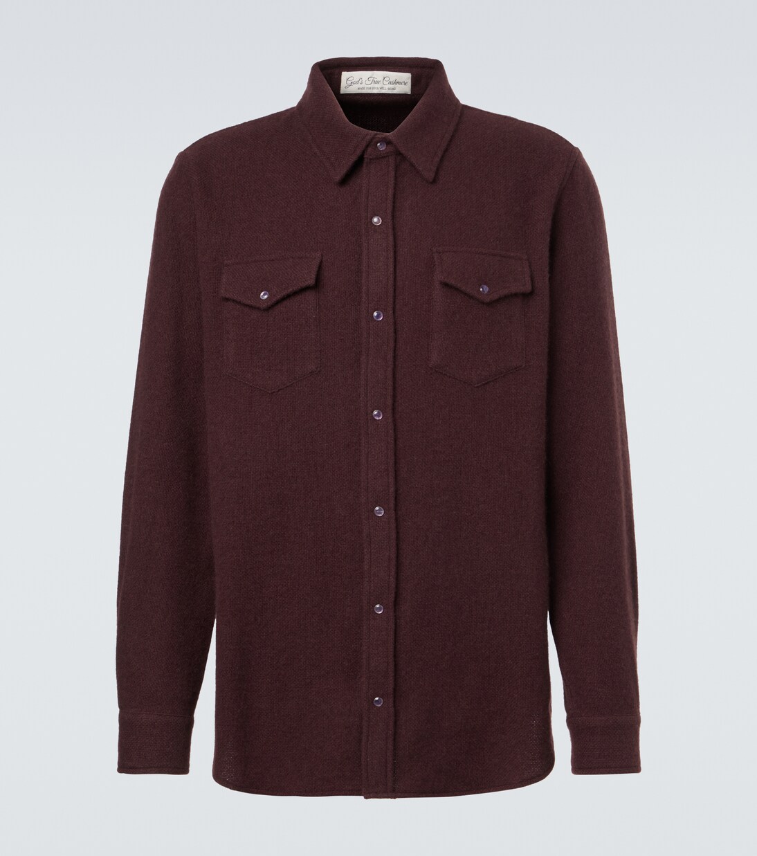 Claret cashmere shirt with amethyst | God's True Cashmere