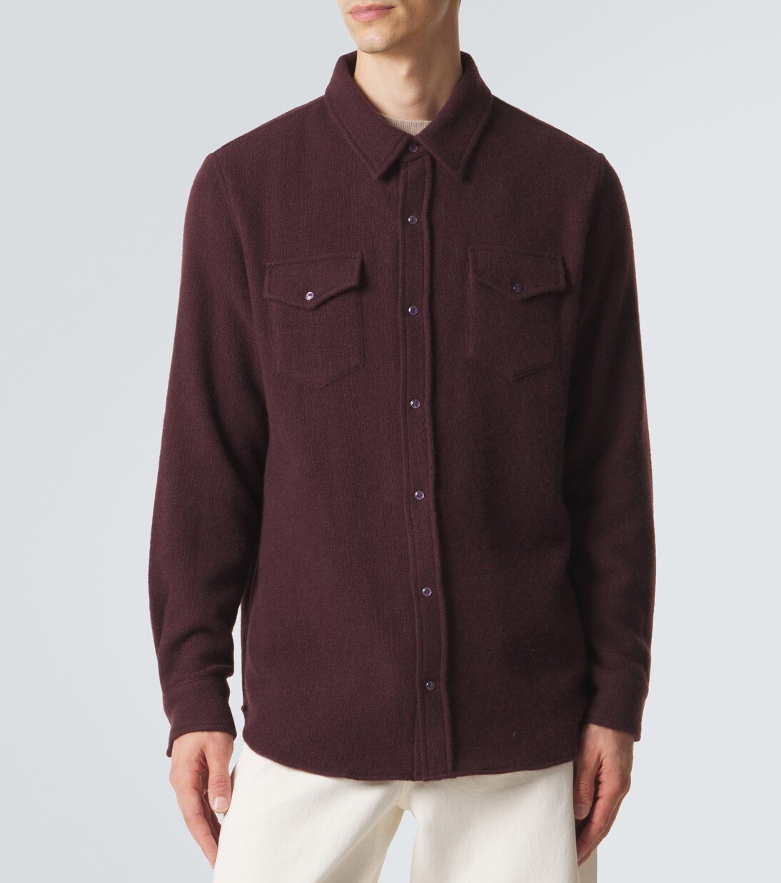 Claret cashmere shirt with amethyst | God's True Cashmere