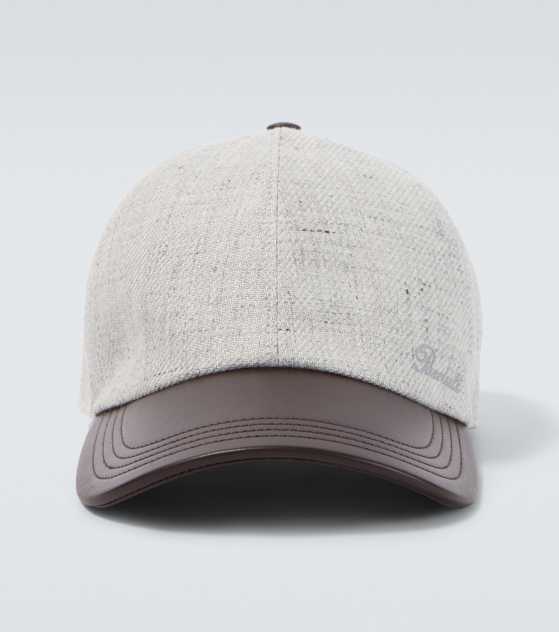 Leather-trimmed linen, wool, and silk baseball cap | Berluti