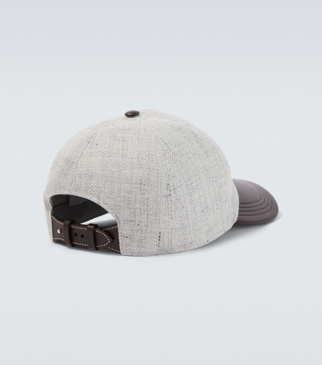 Leather-trimmed linen, wool, and silk baseball cap | Berluti