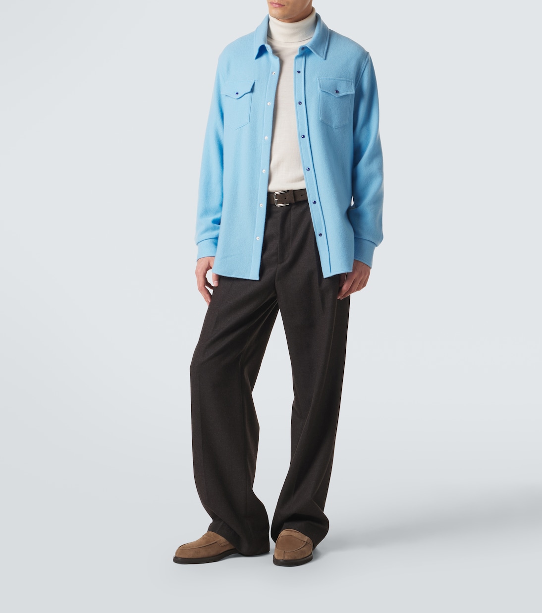 Blue Lagoon cashmere shirt with lapis lazuli | God's True Cashmere