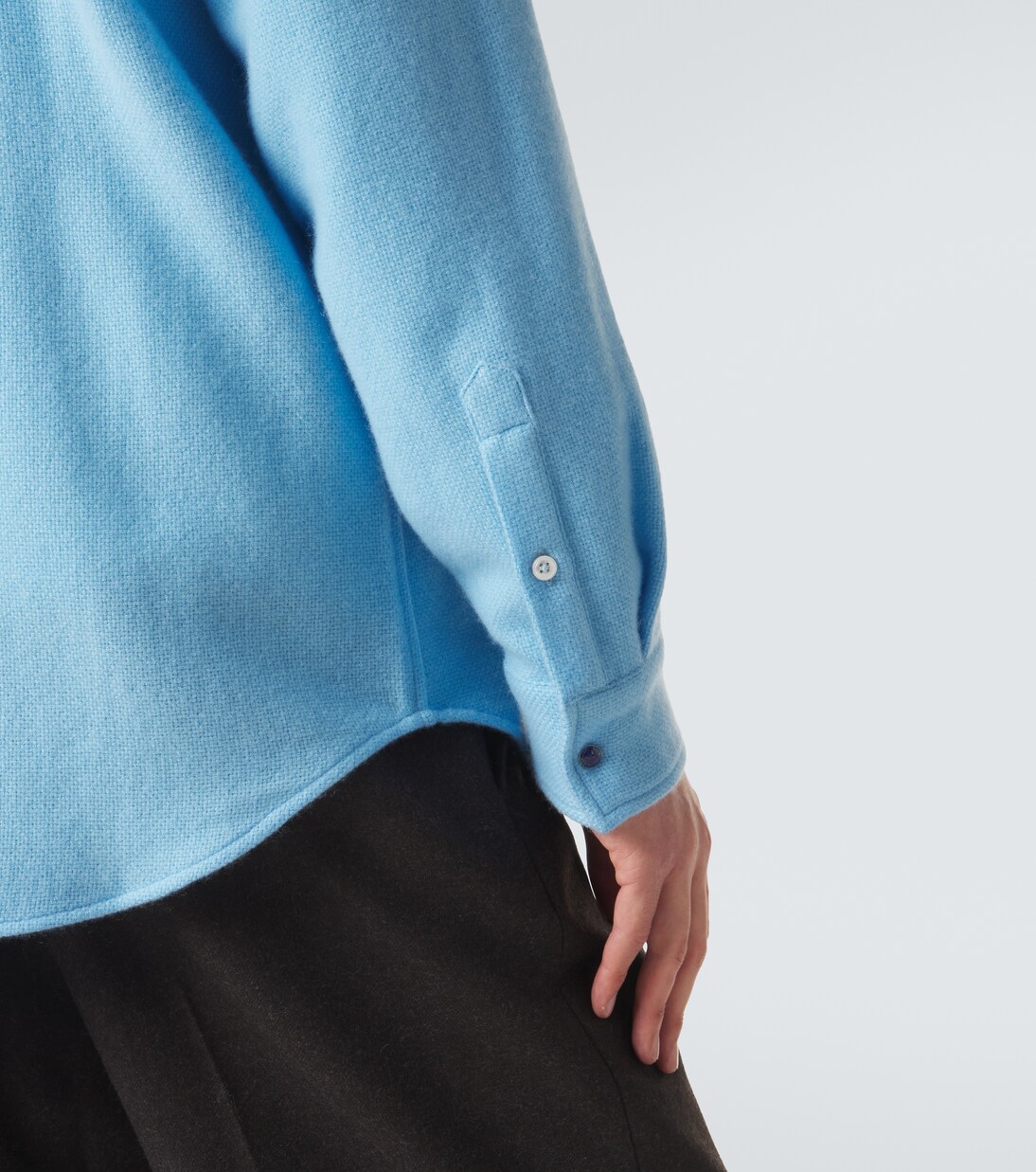 Blue Lagoon cashmere shirt with lapis lazuli | God's True Cashmere