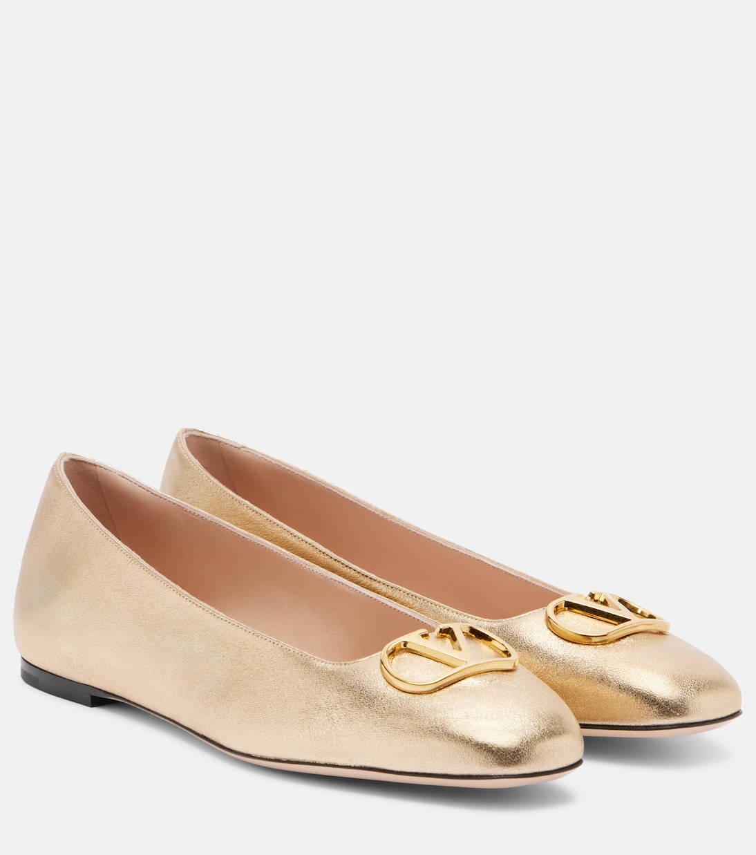 Ballerinas VLogo aus Metallic-Leder | Valentino Garavani