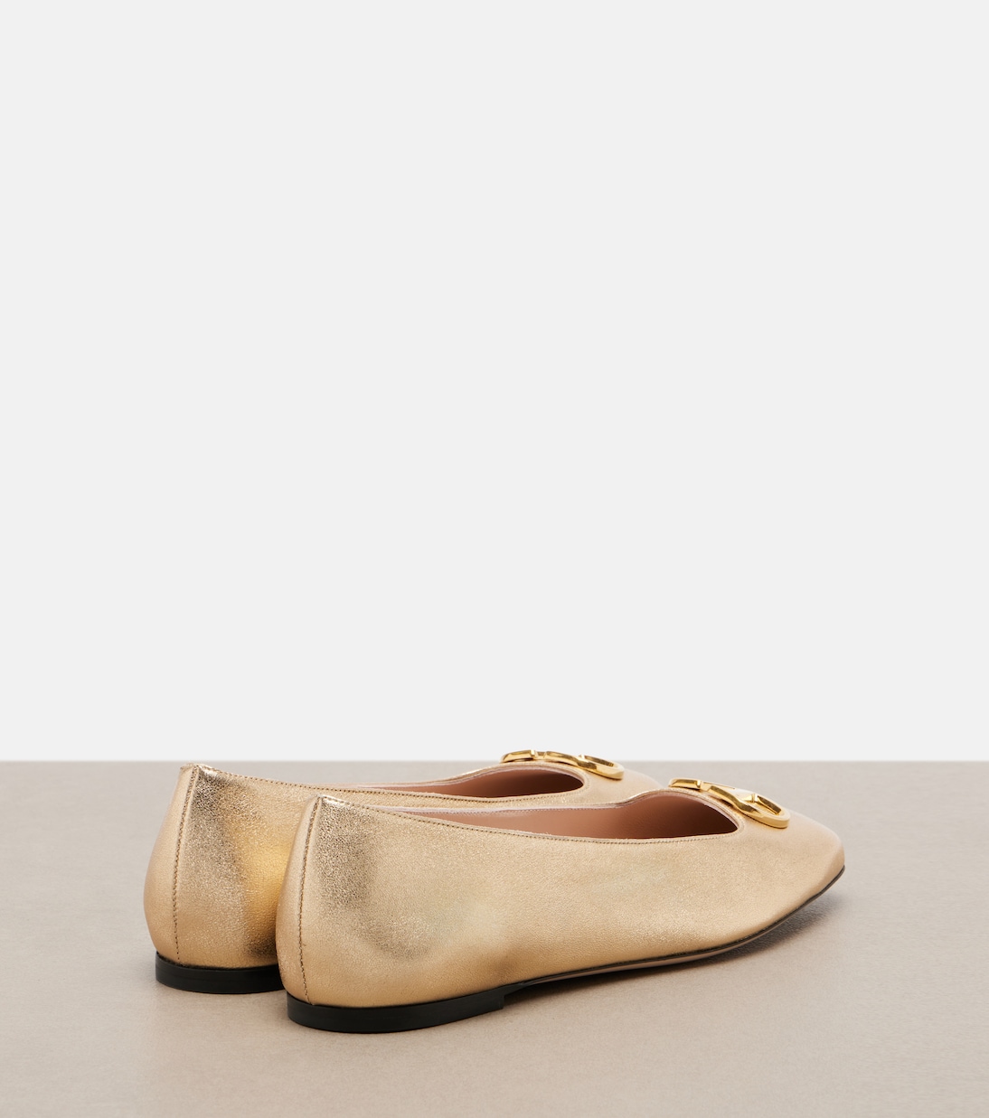 Ballerinas VLogo aus Metallic-Leder | Valentino Garavani