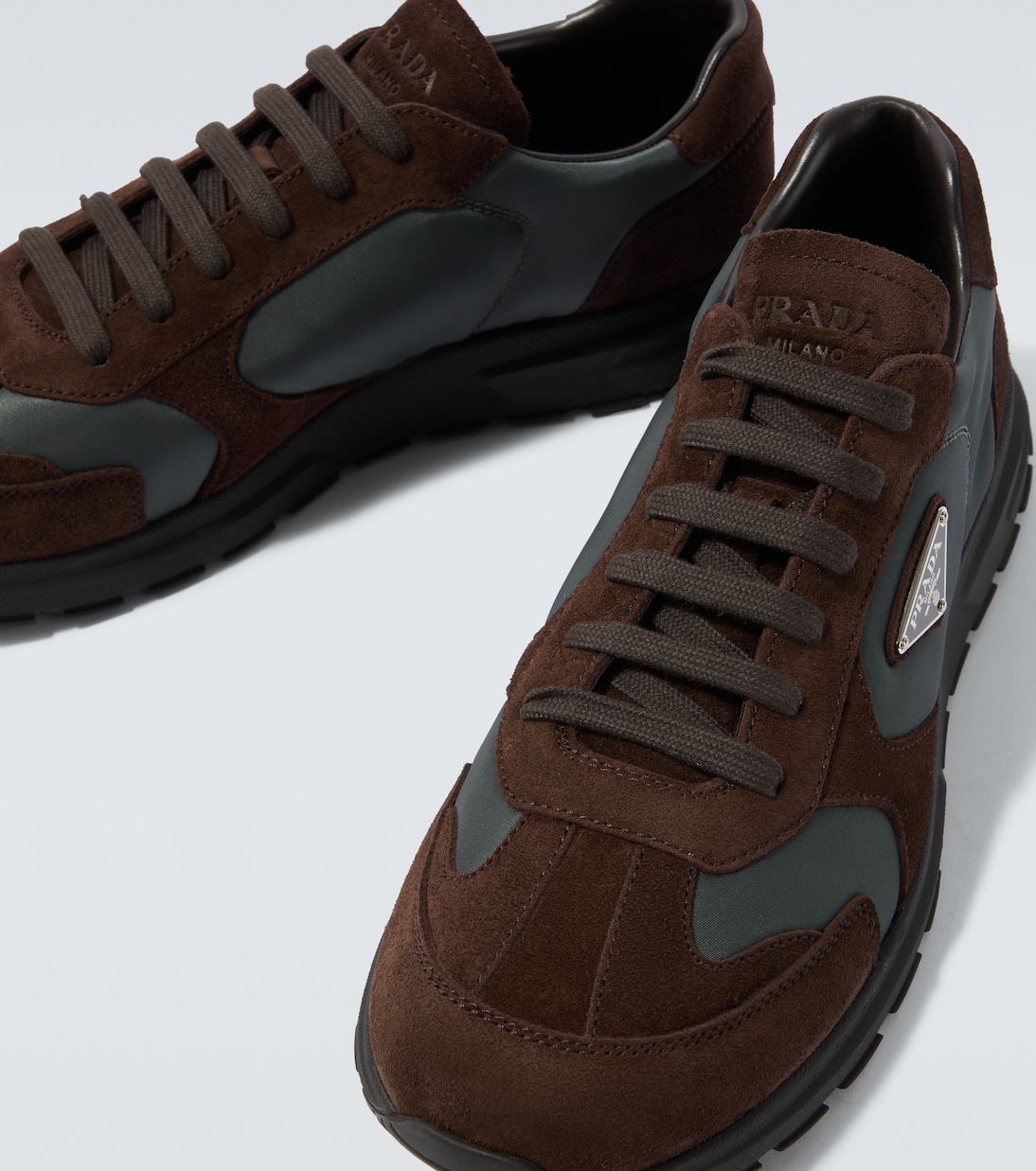 Suede-trimmed sneakers | Prada