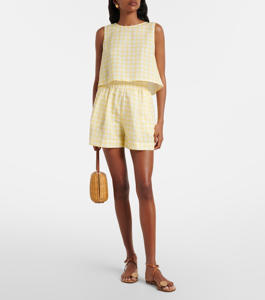 Shorts in lino e cotone a quadri | Asceno