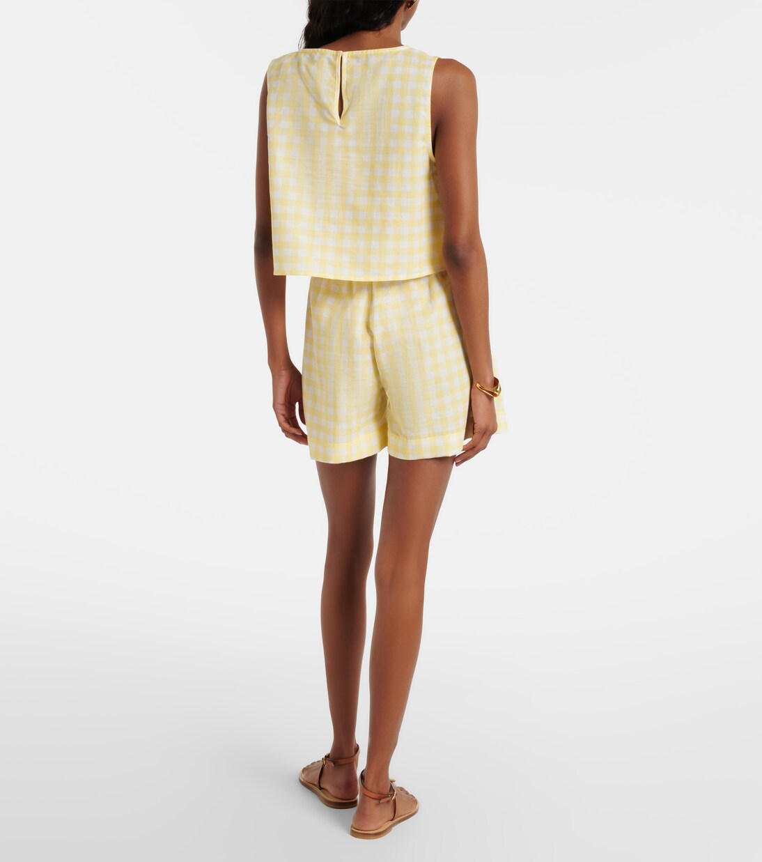 Shorts in lino e cotone a quadri | Asceno