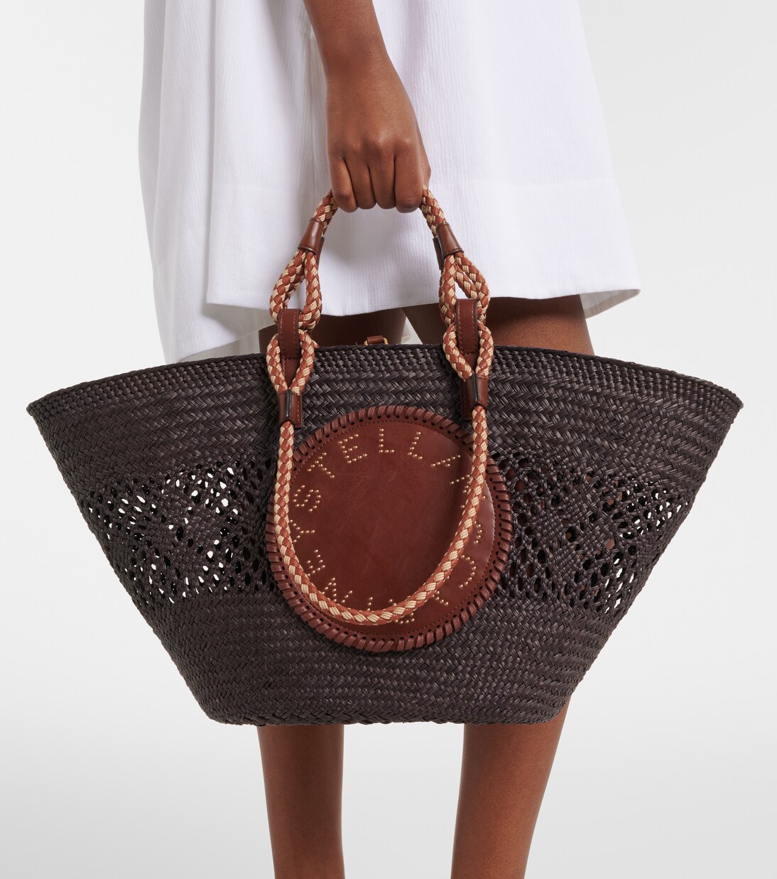 Logo Large raffia basket bag | Stella McCartney