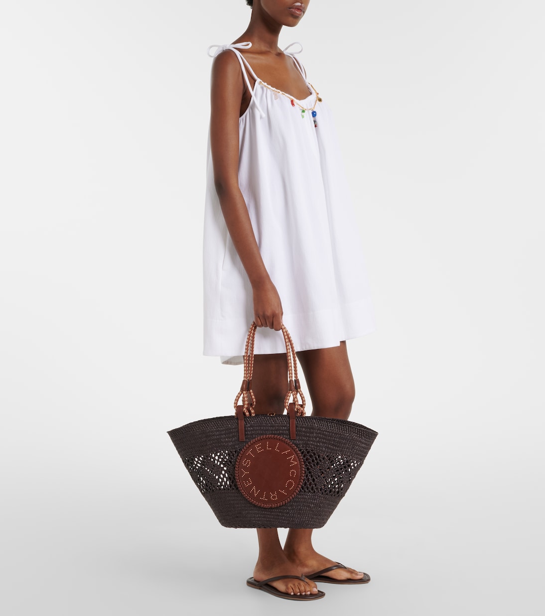 Logo Large raffia basket bag | Stella McCartney
