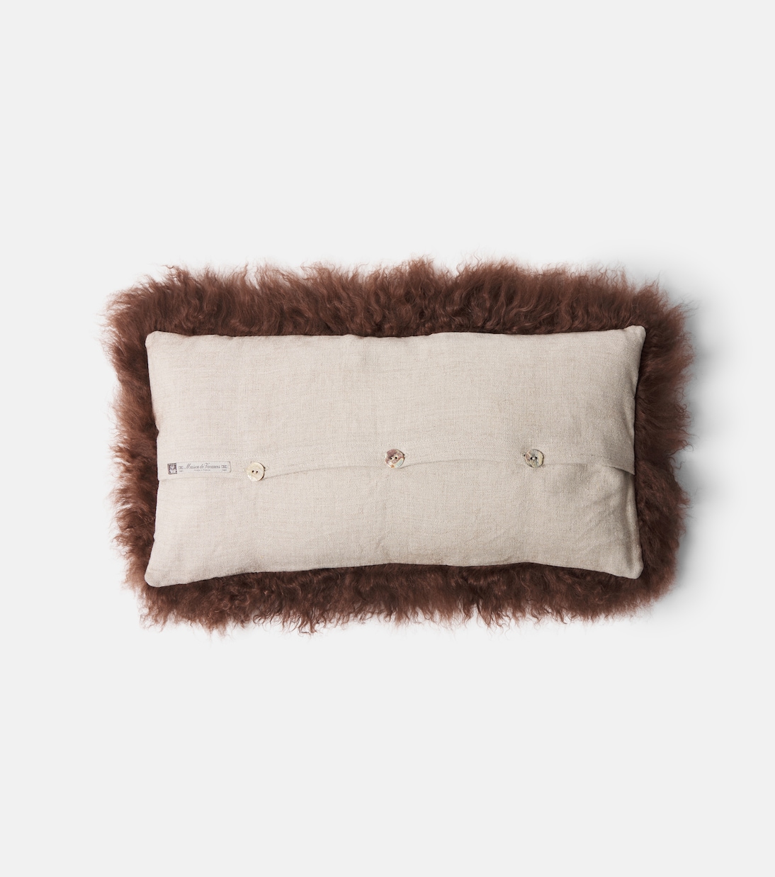 Shearling and linen cushion | Maison de Vacances