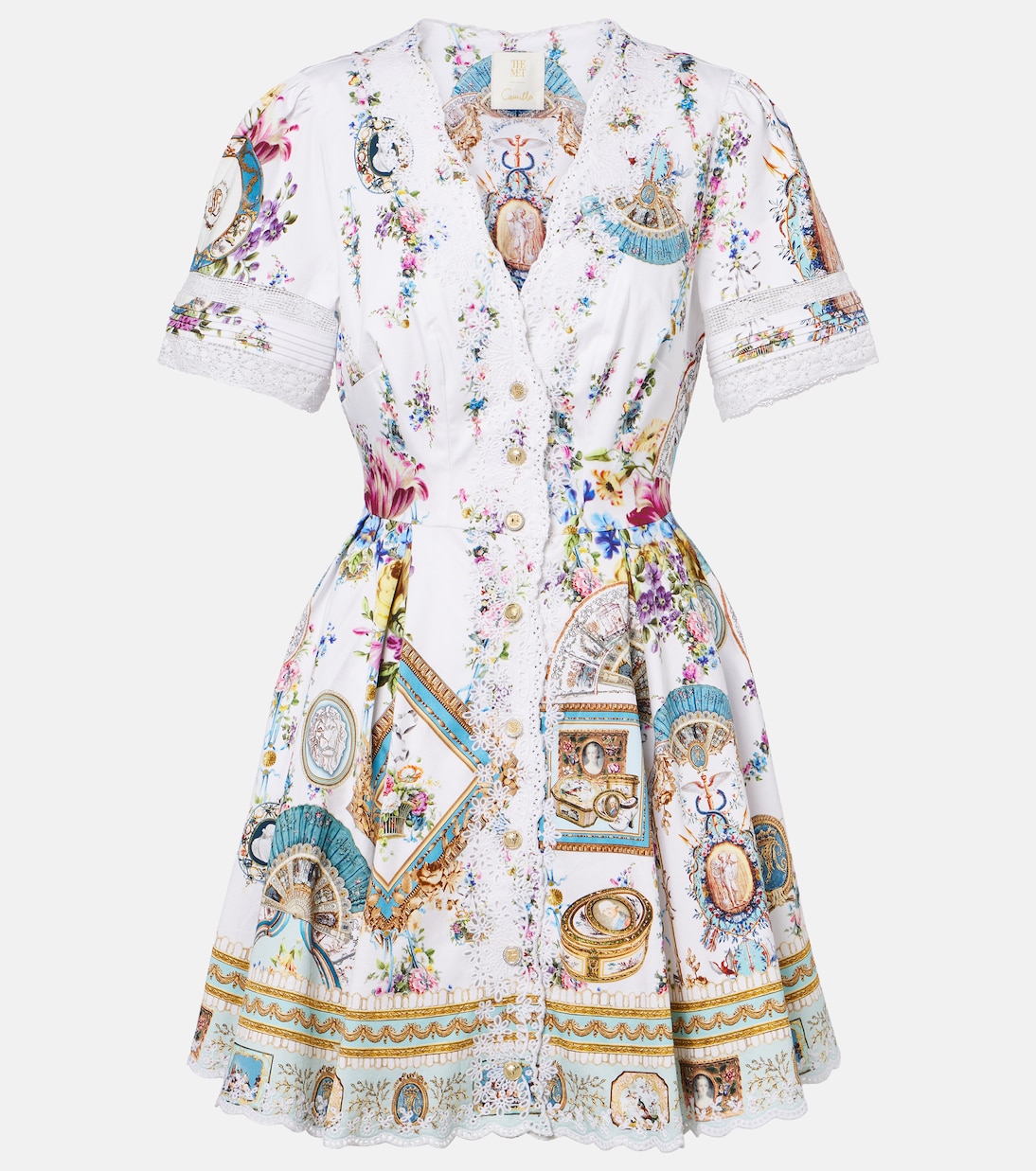 Embellished printed cotton minidress | Camilla