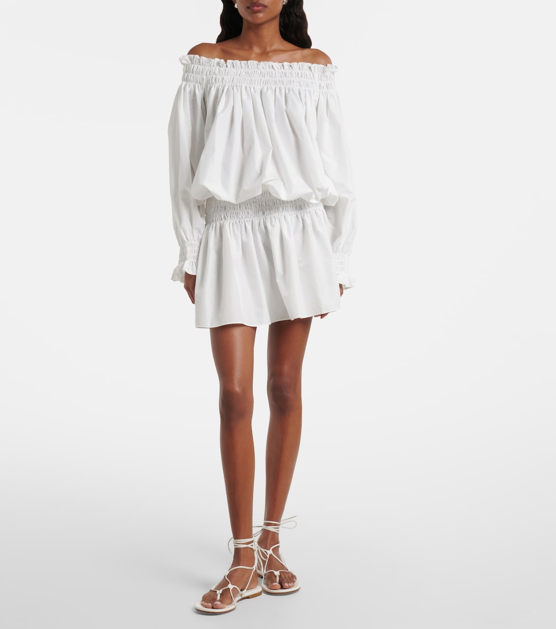 Off-shoulder smocked jersey minidress | Norma Kamali