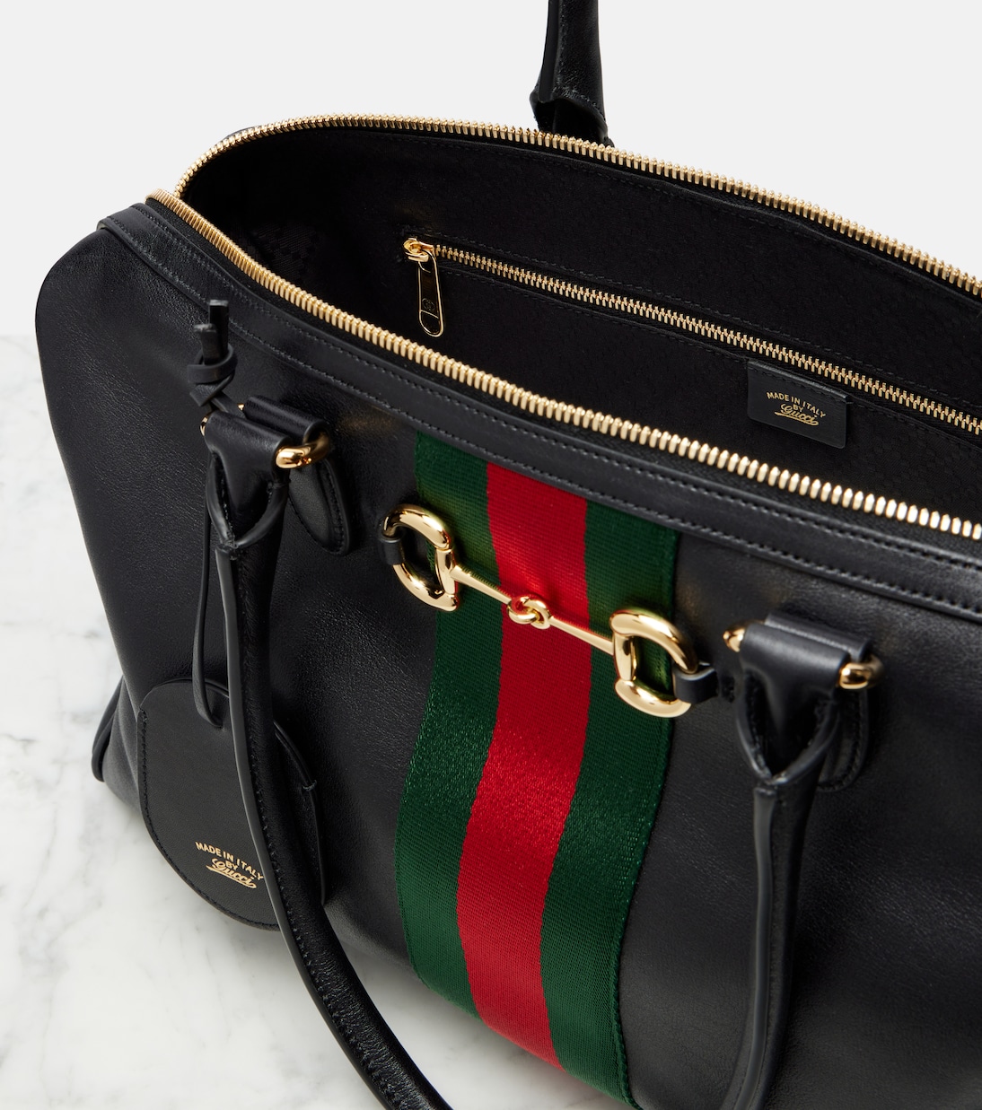 Borsetto Large leather bowling bag | Gucci