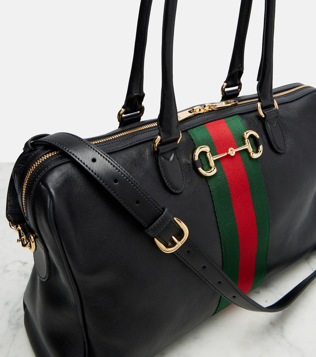 Borsetto Large leather bowling bag | Gucci