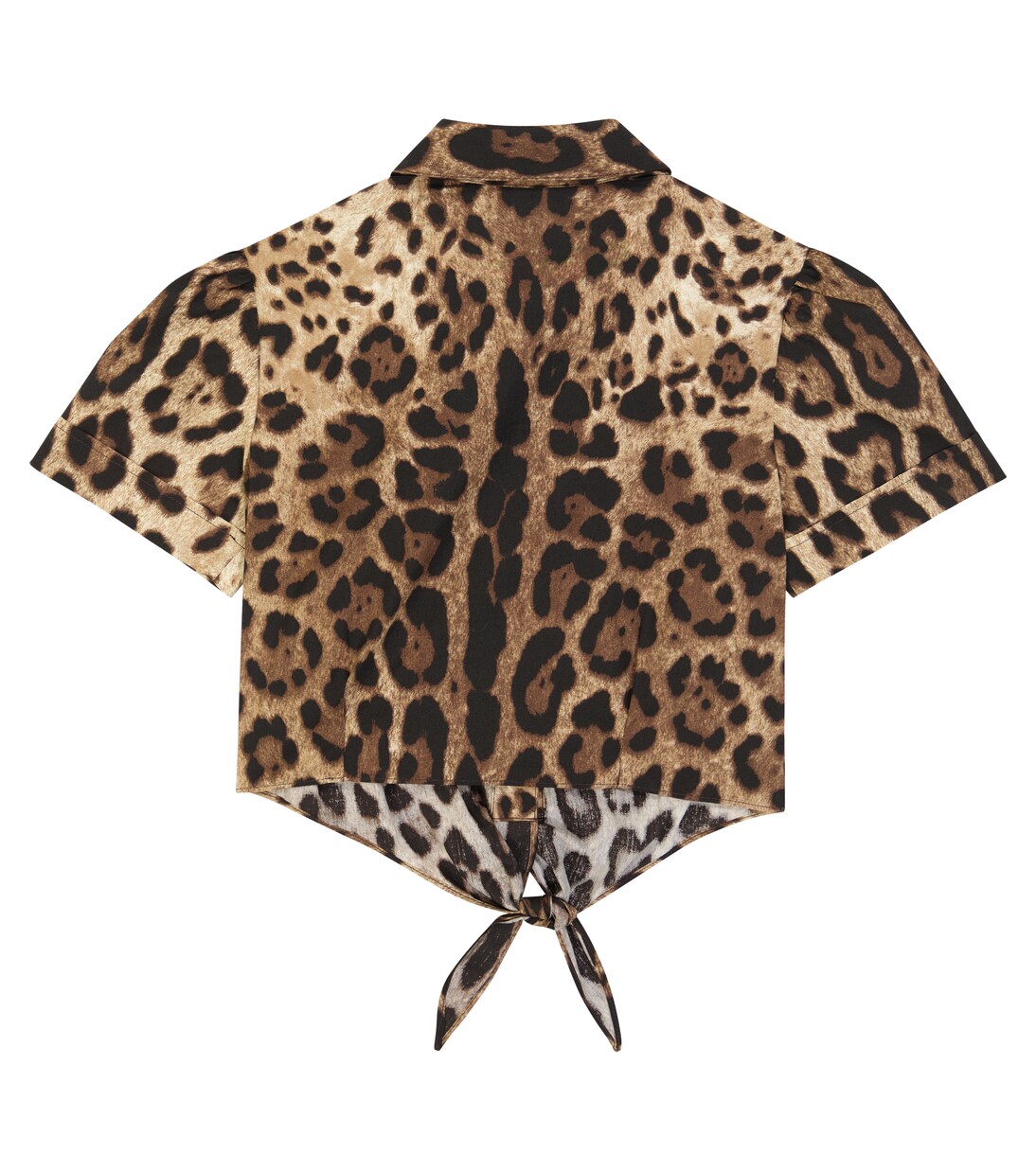 Leopard-print cropped cotton shirt | Dolce&Gabbana Kids