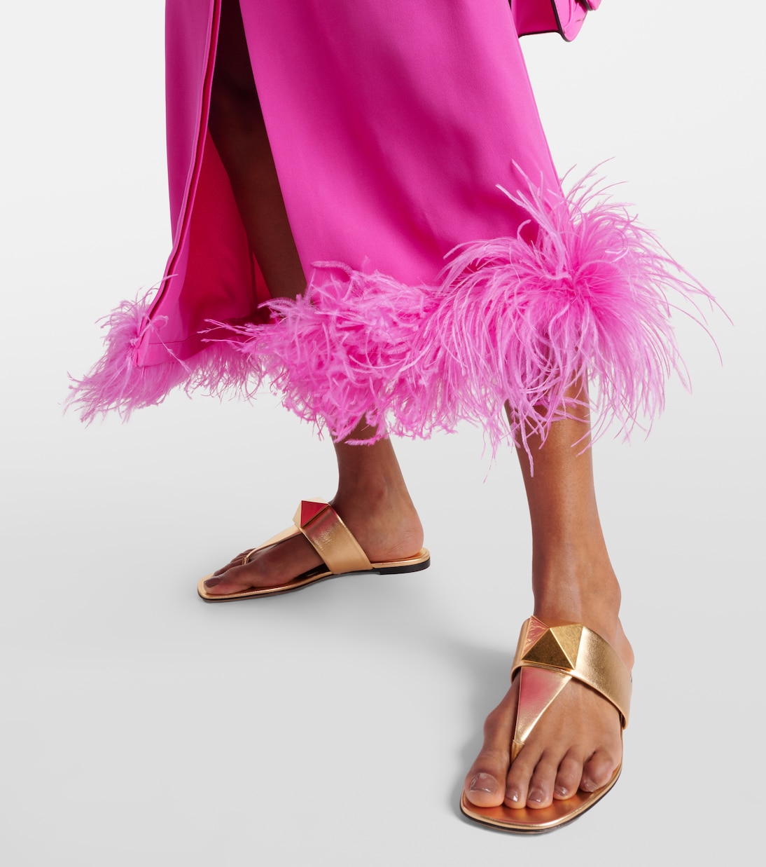 Sandalen One Stud aus Metallic-Leder | Valentino Garavani