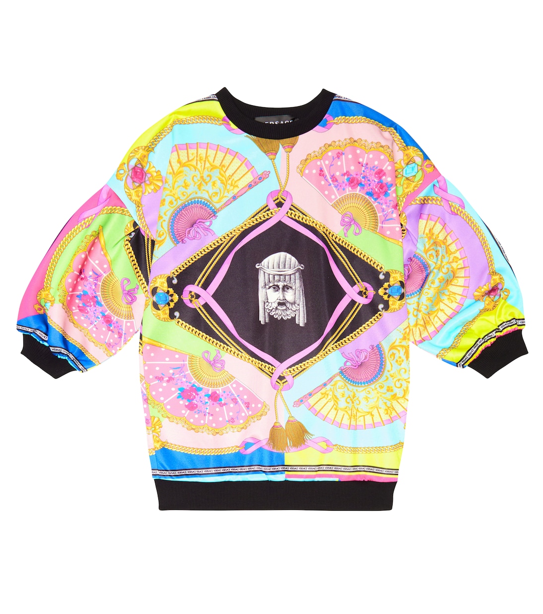 I Ventagli cotton-blend sweatshirt dress | Versace Kids