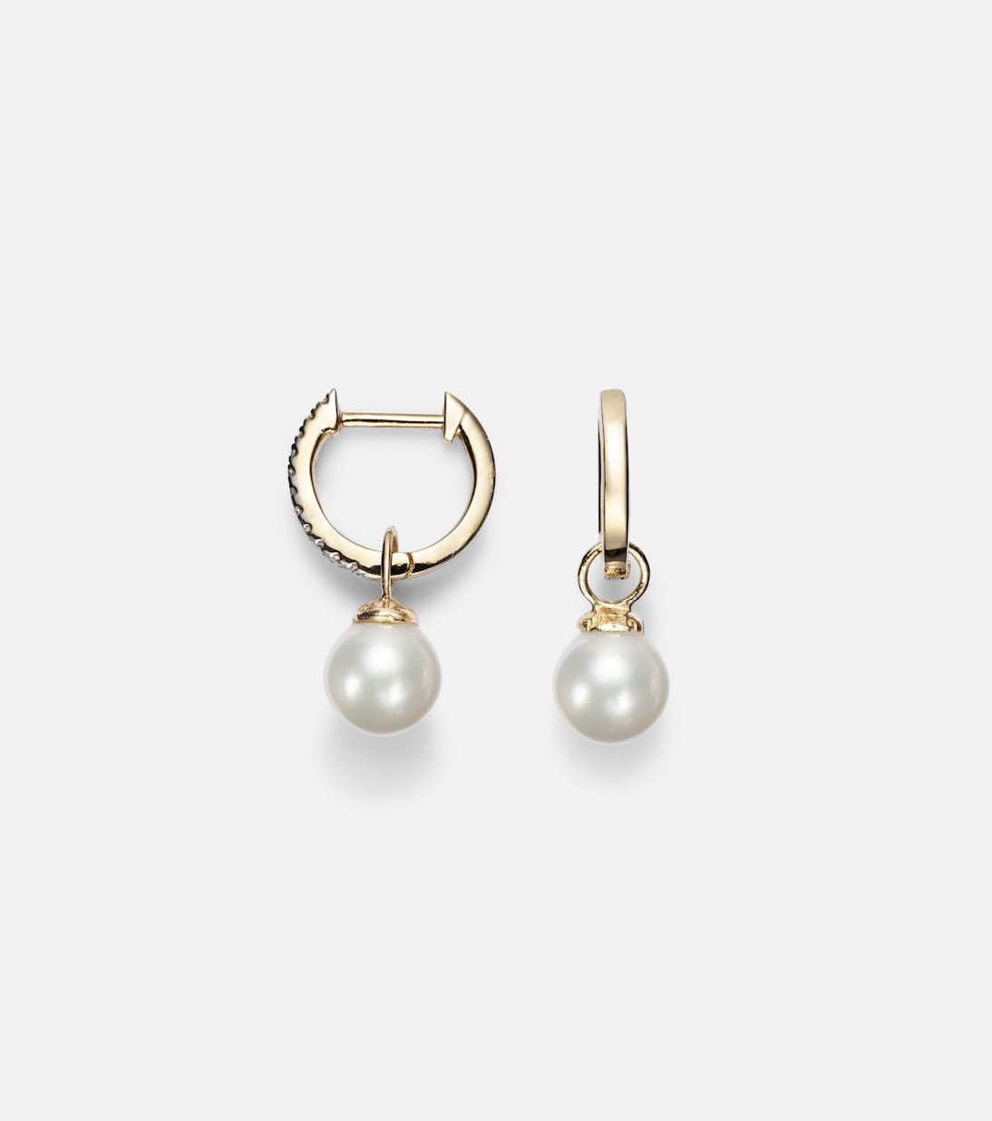 Boucles d’oreilles en or 14 ct, diamants et perles amovibles | Mateo