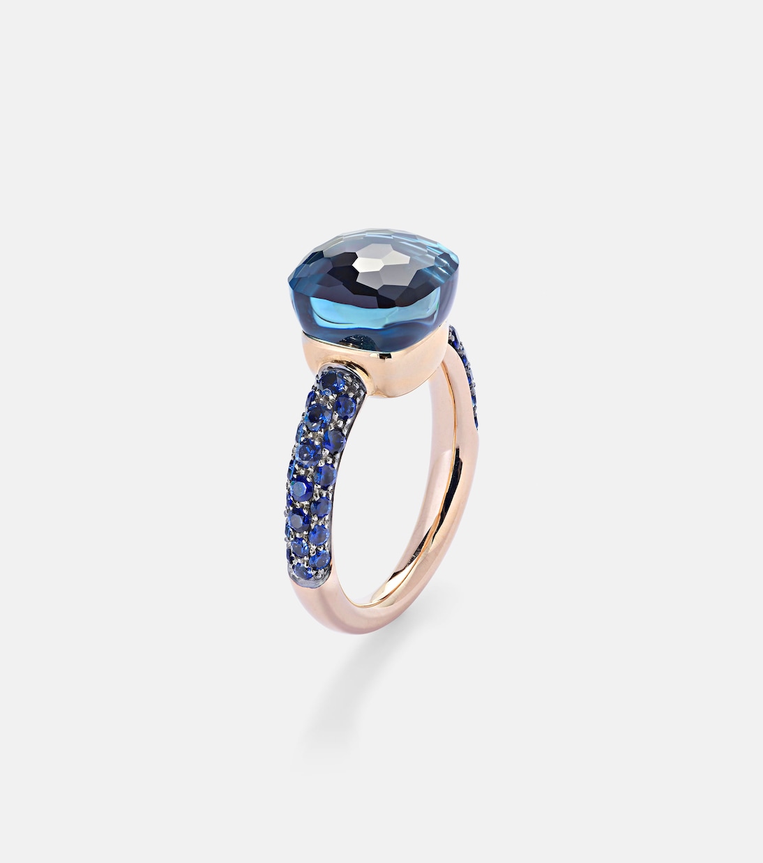Ring Nudo Classic aus 18kt Rosé- und Weißgold mit Edelsteinen | Pomellato