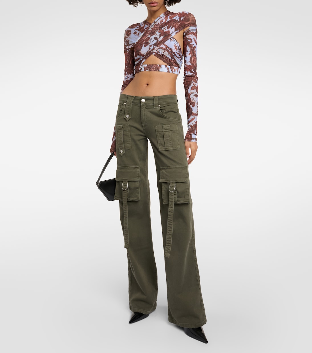 Floral cutout jersey crop top  | KNWLS